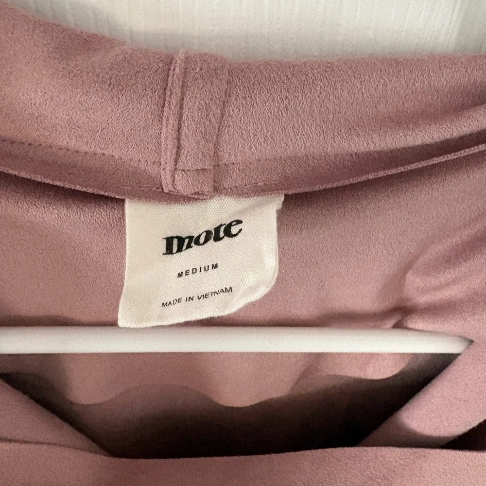 Faux Suede Moto Jacket Blush Pink Draped Collar Asymmetrical Zip Size Medium